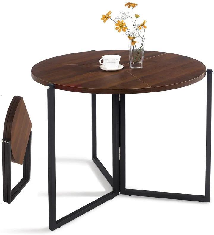 Premium Wood & Iron Nesting Table - Modern Brown Side Table for Living Room