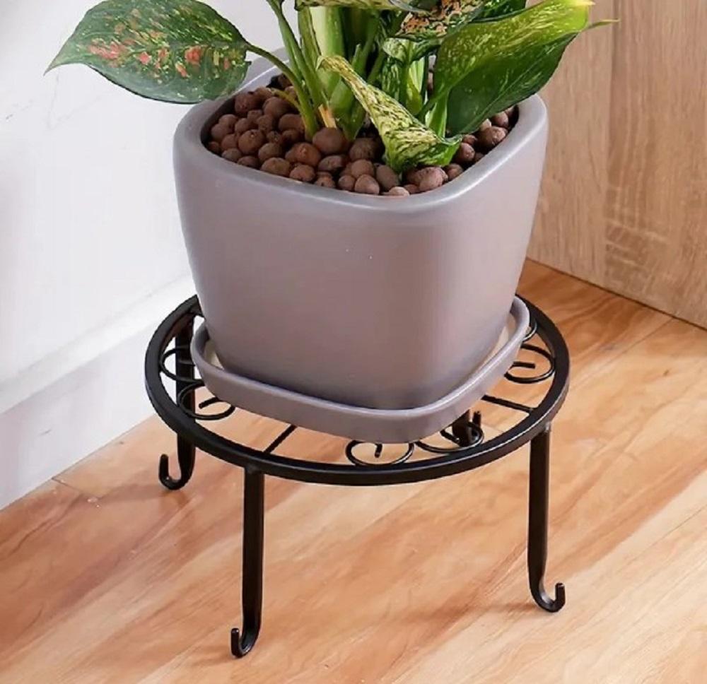 Elegant Golden Metal Plant Stand - Decorative Flower Display Rack