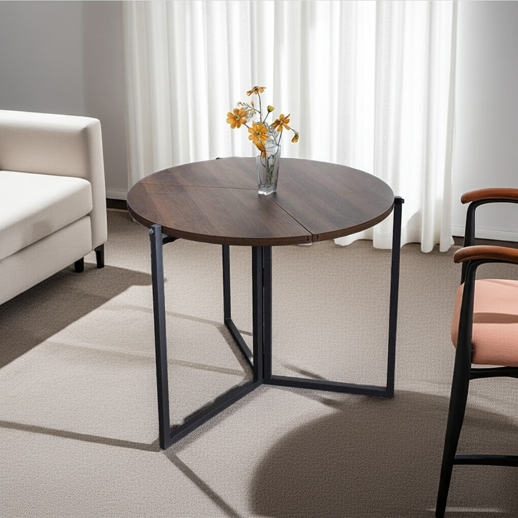 Premium Wood & Iron Nesting Table - Modern Brown Side Table for Living Room