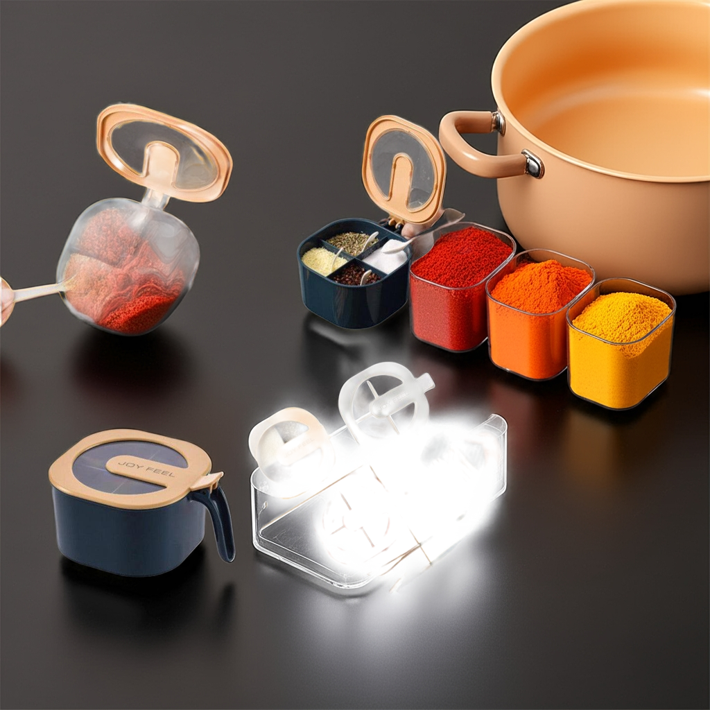 4-in-1 Spice Box with Spoons - Kitchen Organization Set