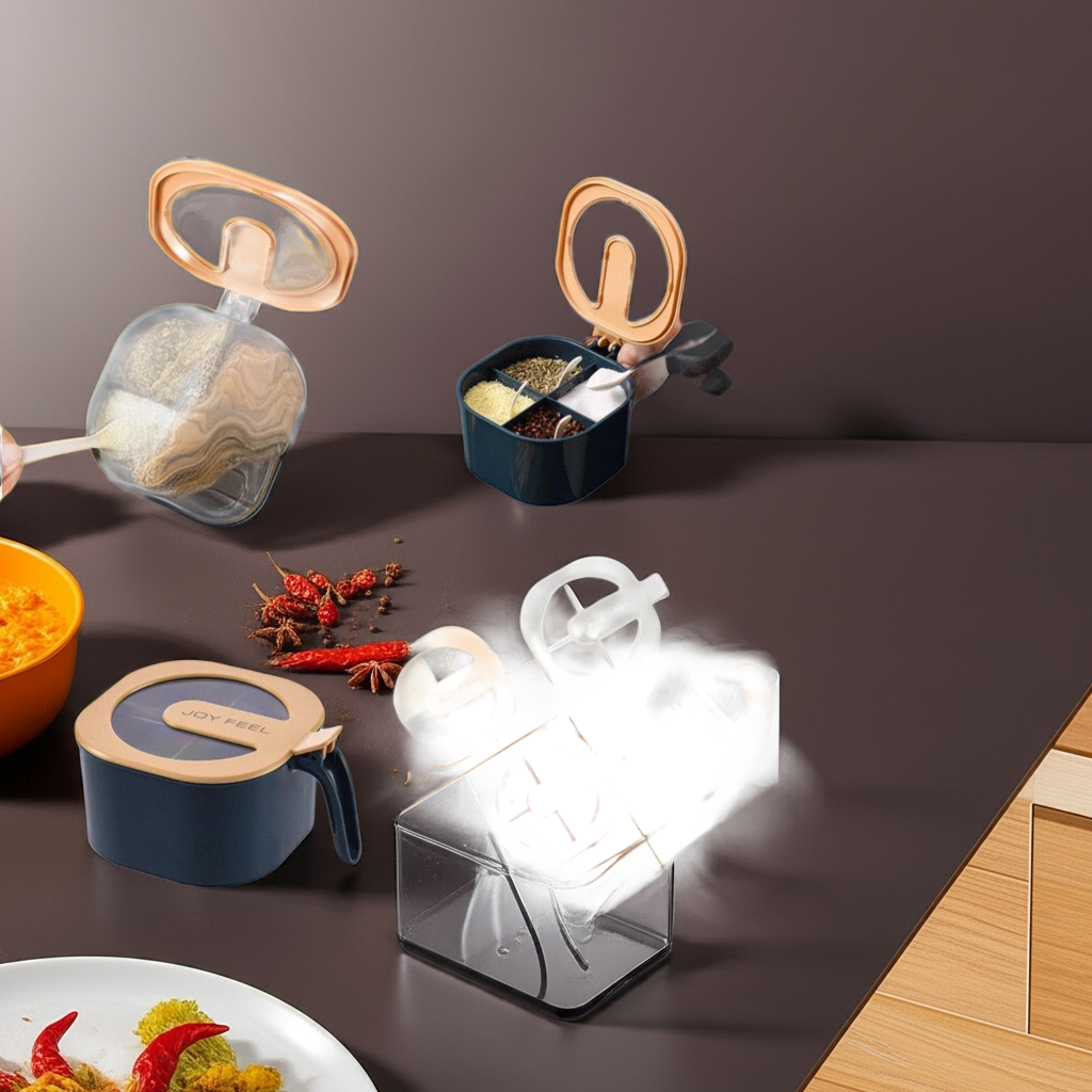 4-in-1 Spice Box with Spoons - Kitchen Organization Set