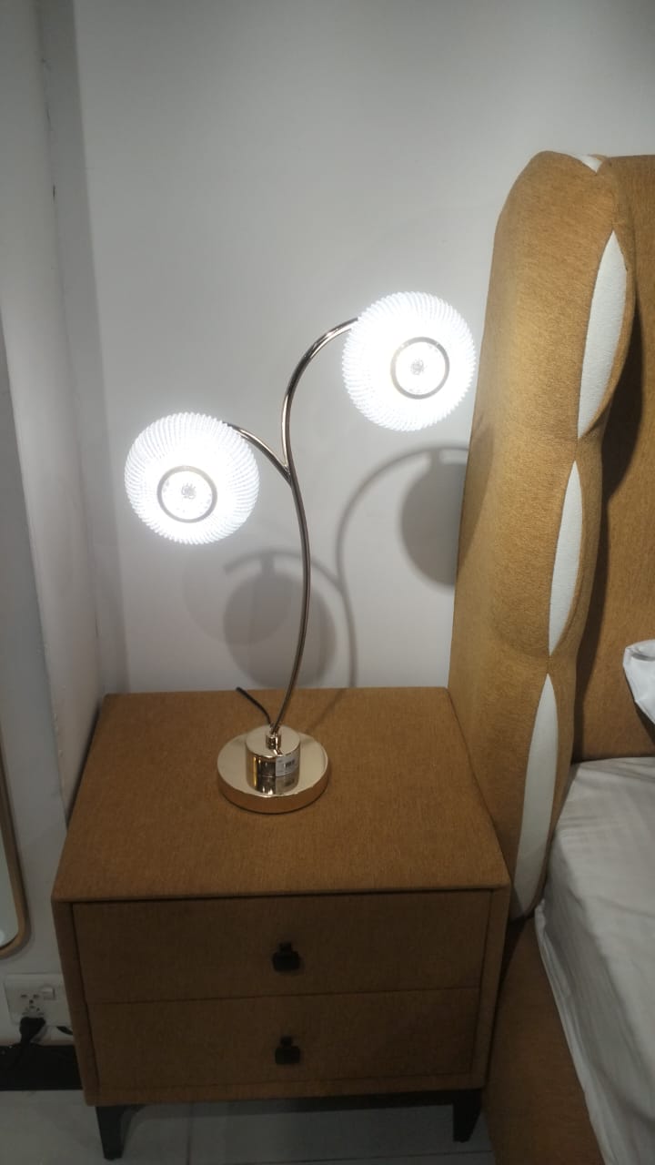 Modern Dual Head LED Table Lamp - Adjustable Chrome Desk Lamp Pakistan