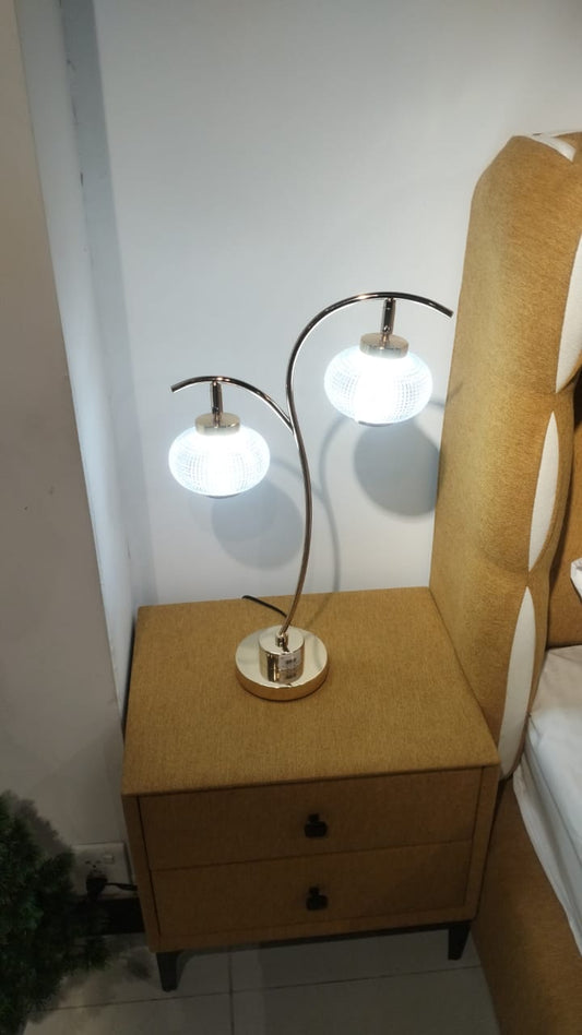 Modern Dual Head LED Table Lamp - Adjustable Chrome Desk Lamp Pakistan